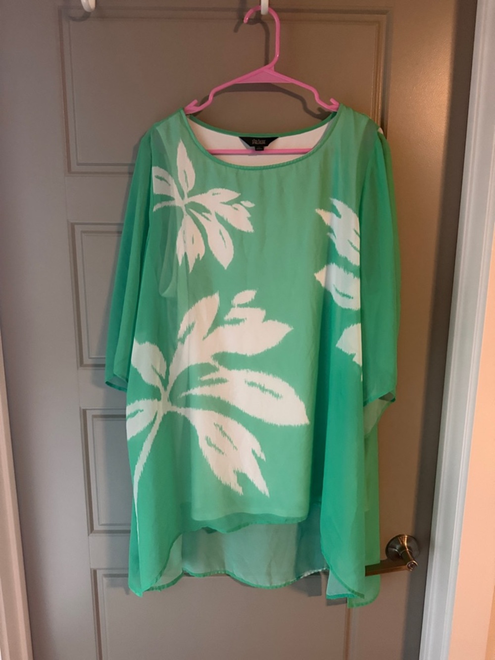 Investments Mint Green Floral Chiffon Tunic Top